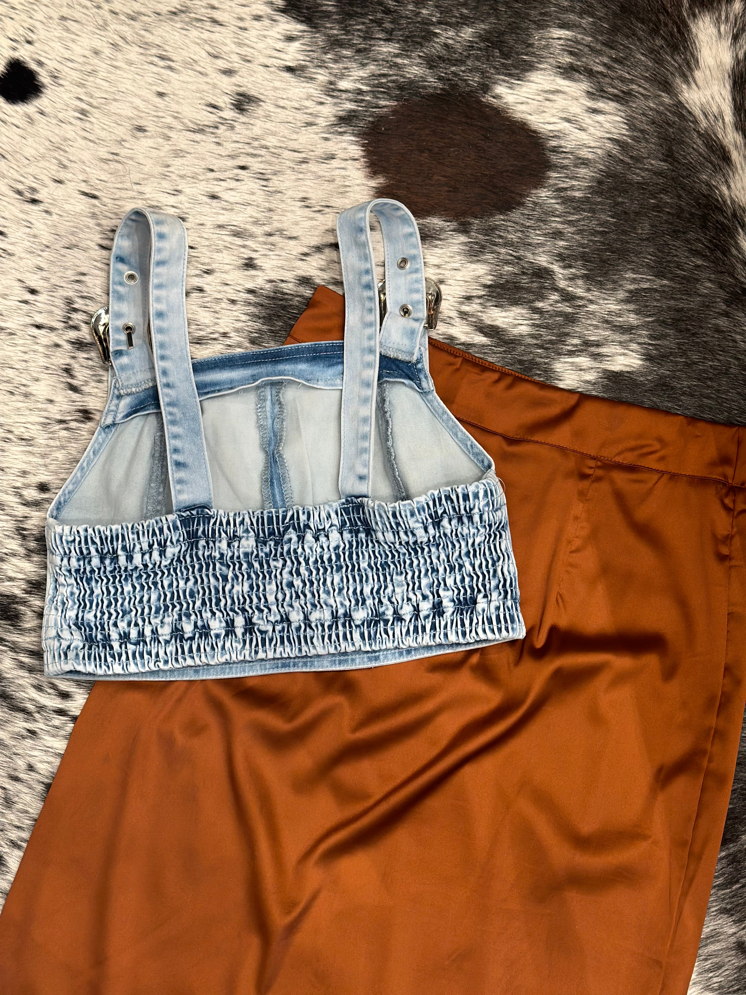 Buckle Up Denim Crop